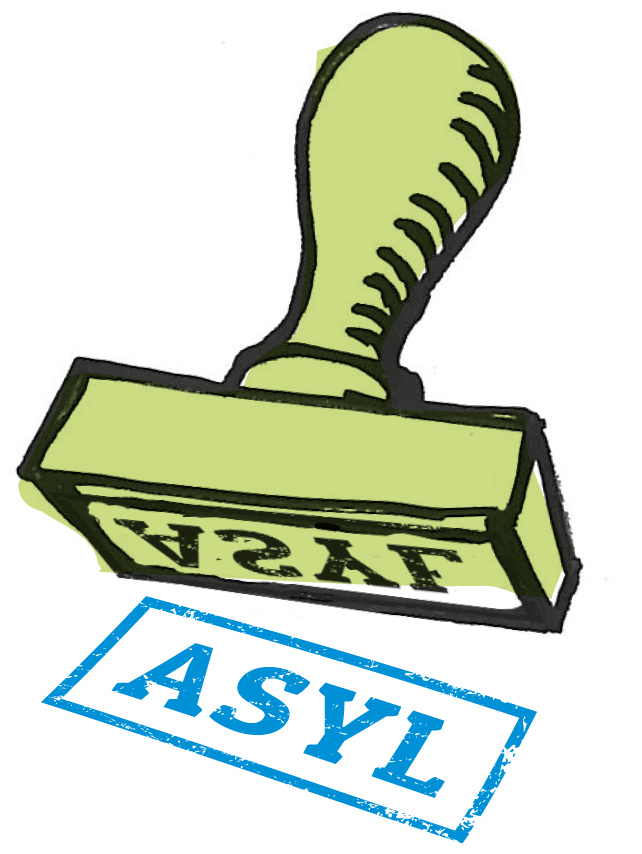 Grafik von einem Asyl-Stempel